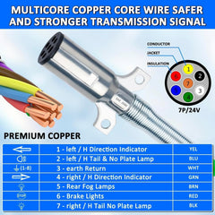 TEI Truck Electrical Heavy Duty 3-in-1 ABS Trailer Air Line Kit – 12 Ft Rubber Air Hoses with Power Line