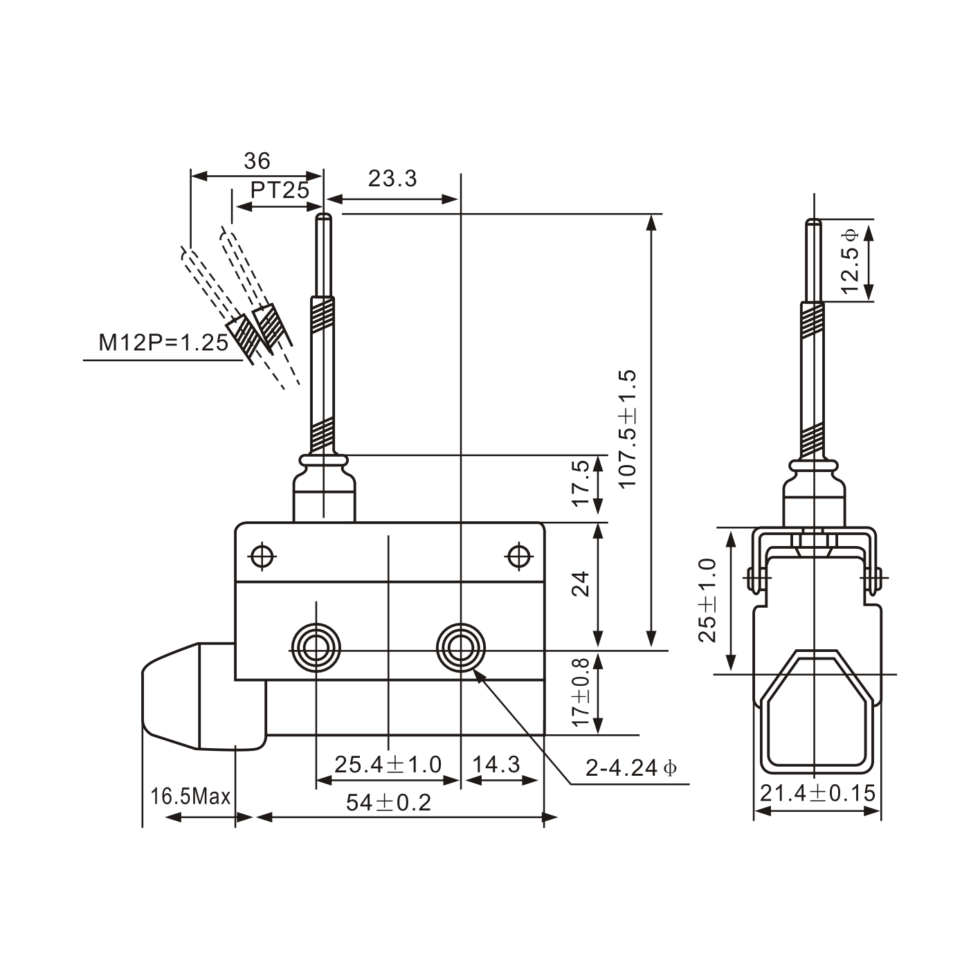 Tianyi Switch AZ-7166 Plastic Plunger on Spring Loaded Element Limit Switch