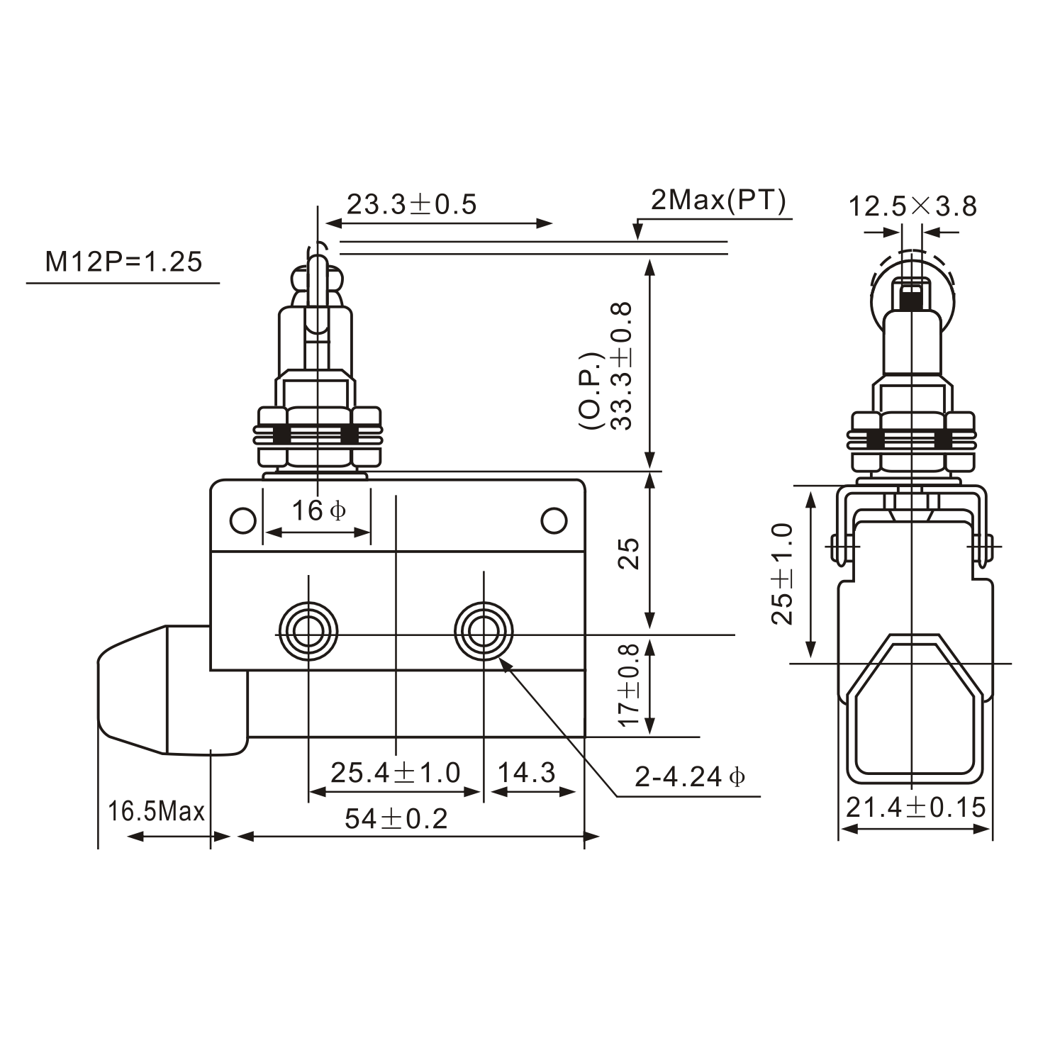 Tianyi Switch AZ-7312 Panel Mount Cross Roller Plunger Limit Switch