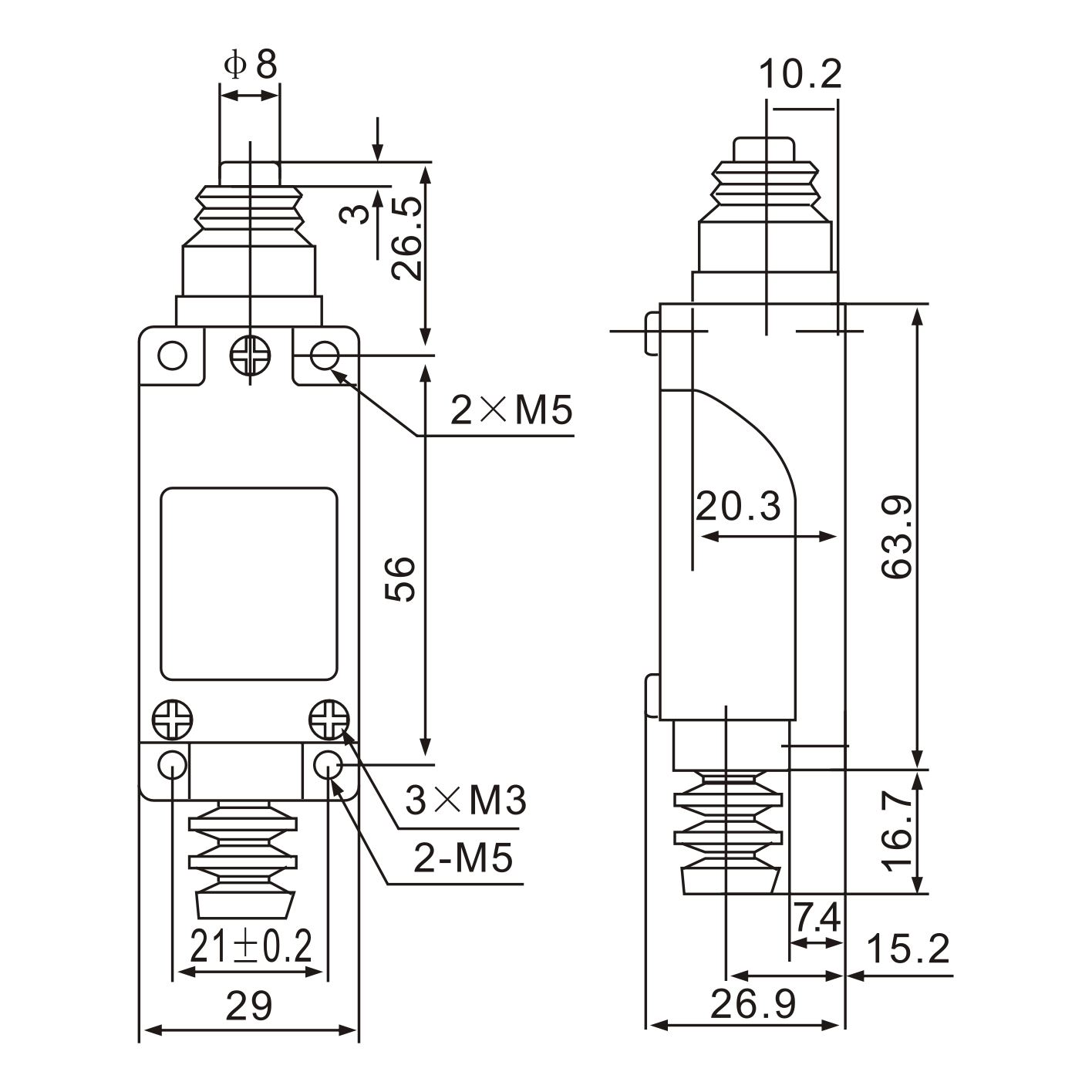 Tianyi Switch ME-8111 Plunger Momentary Limit Switch