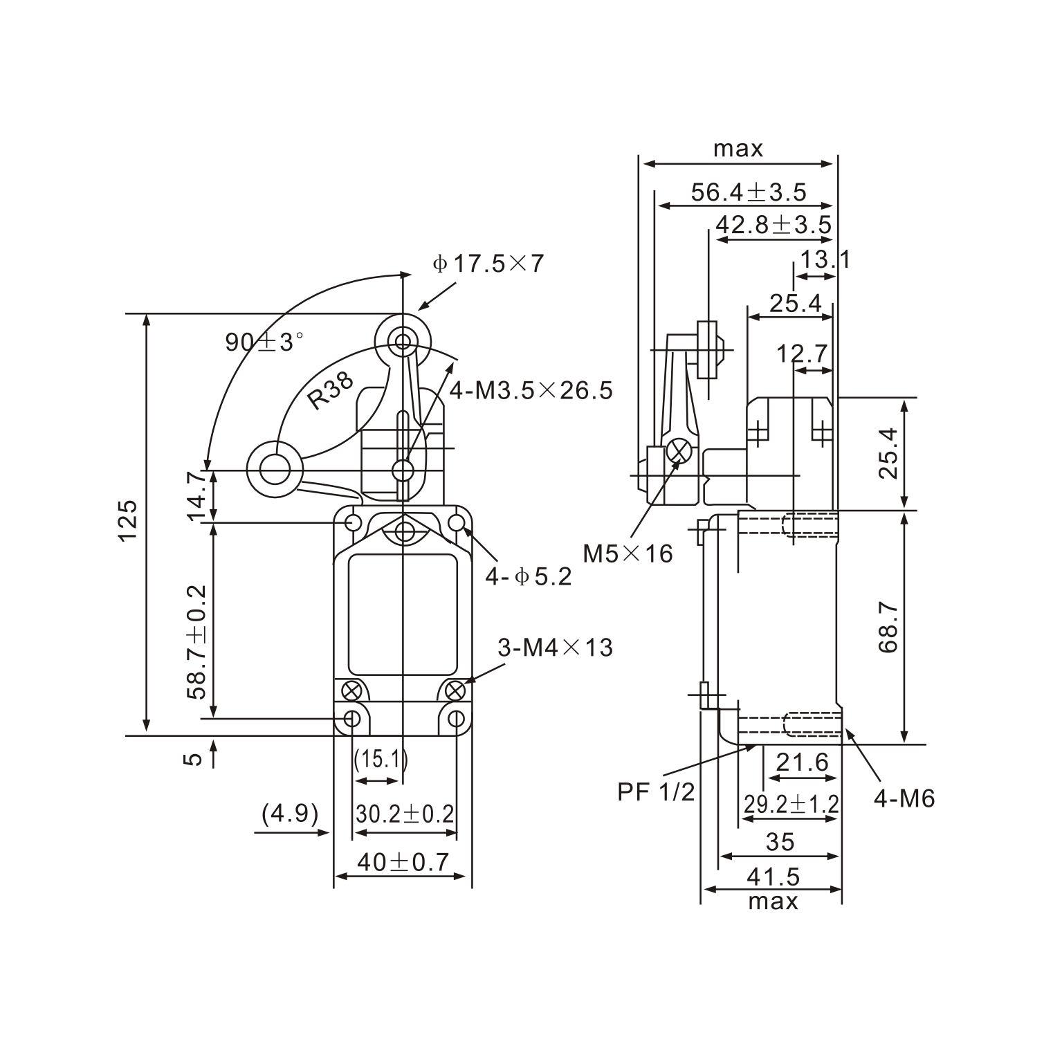 Tianyi Switch WLCA32-41 Adjustable Stainless Steel Roller Limit Switch
