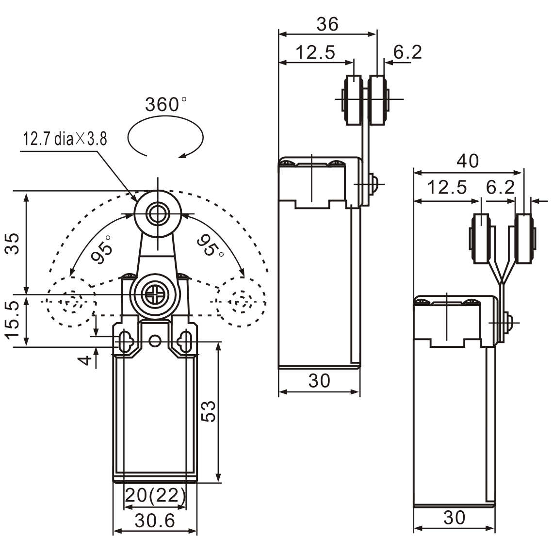 Tianyi Switch XCK-121 Adjustable Arm with Roller Limit Switch