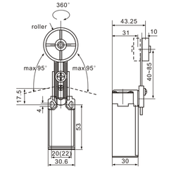 Tianyi Switch XCK-191 Adjustable Big Top-Roller Lever Actuator Limit Switch