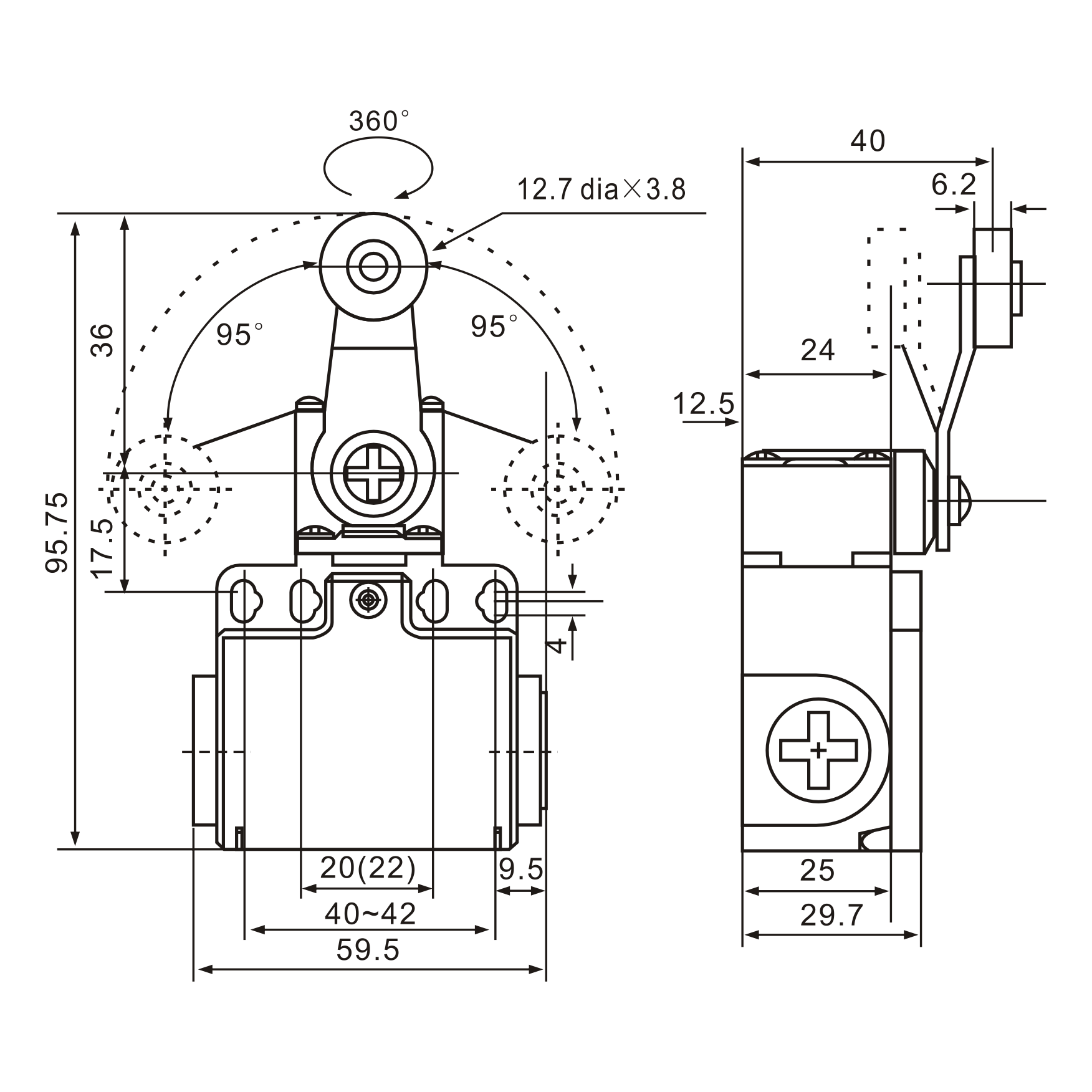 Tianyi Switch XCK-T118 Stainless Steel Roller Wheel Limit Switch