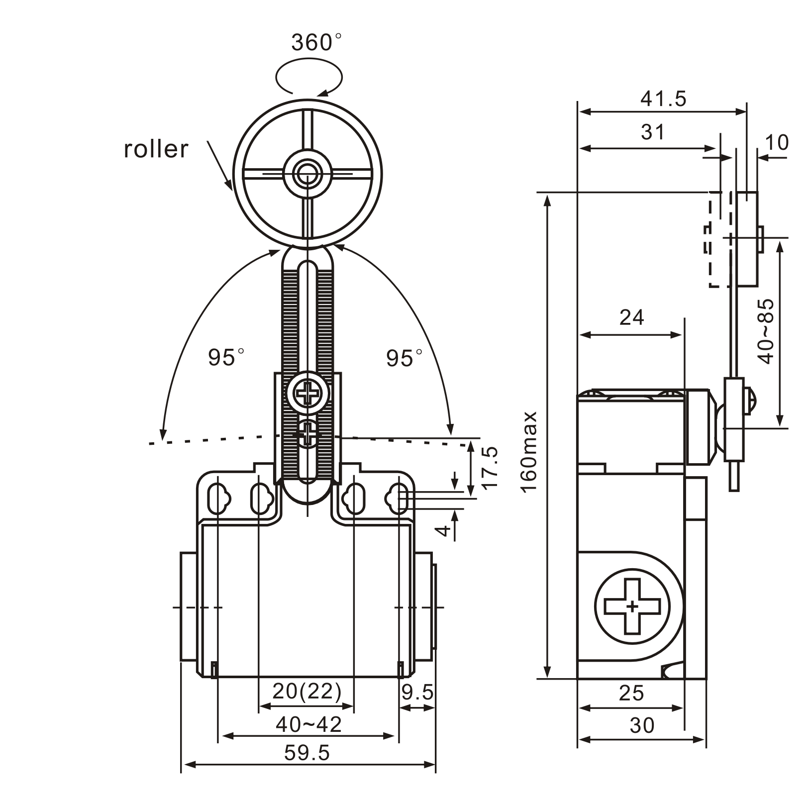 Tianyi Switch XCK-T149 Elastomer Roller Lever 50 mm Limit Switch