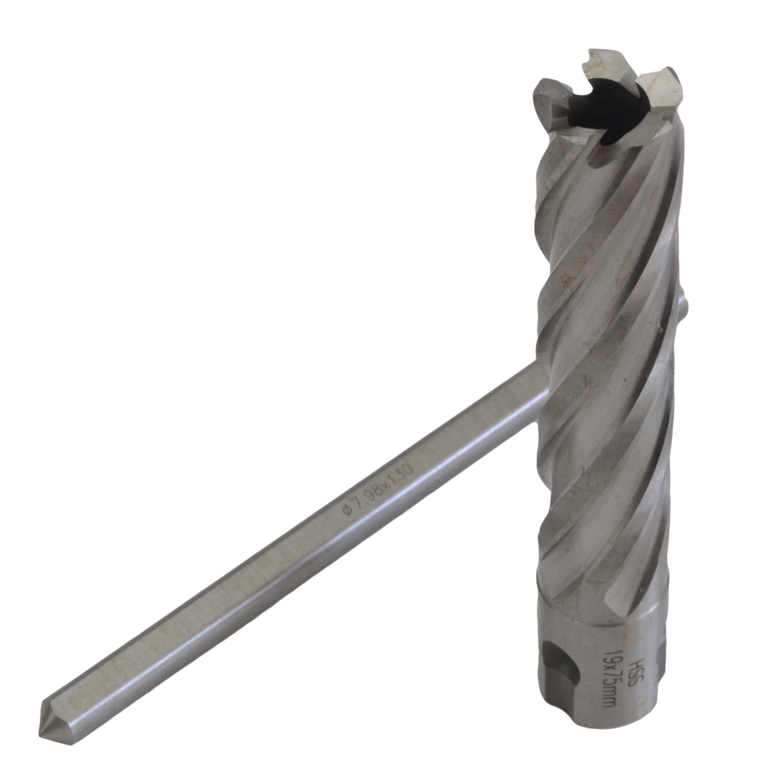 Twin Eagle Imports Annular Cutter 19 x 75mm D.O.C HSS Weldon Shank Annular Cutter with Pilot Pin