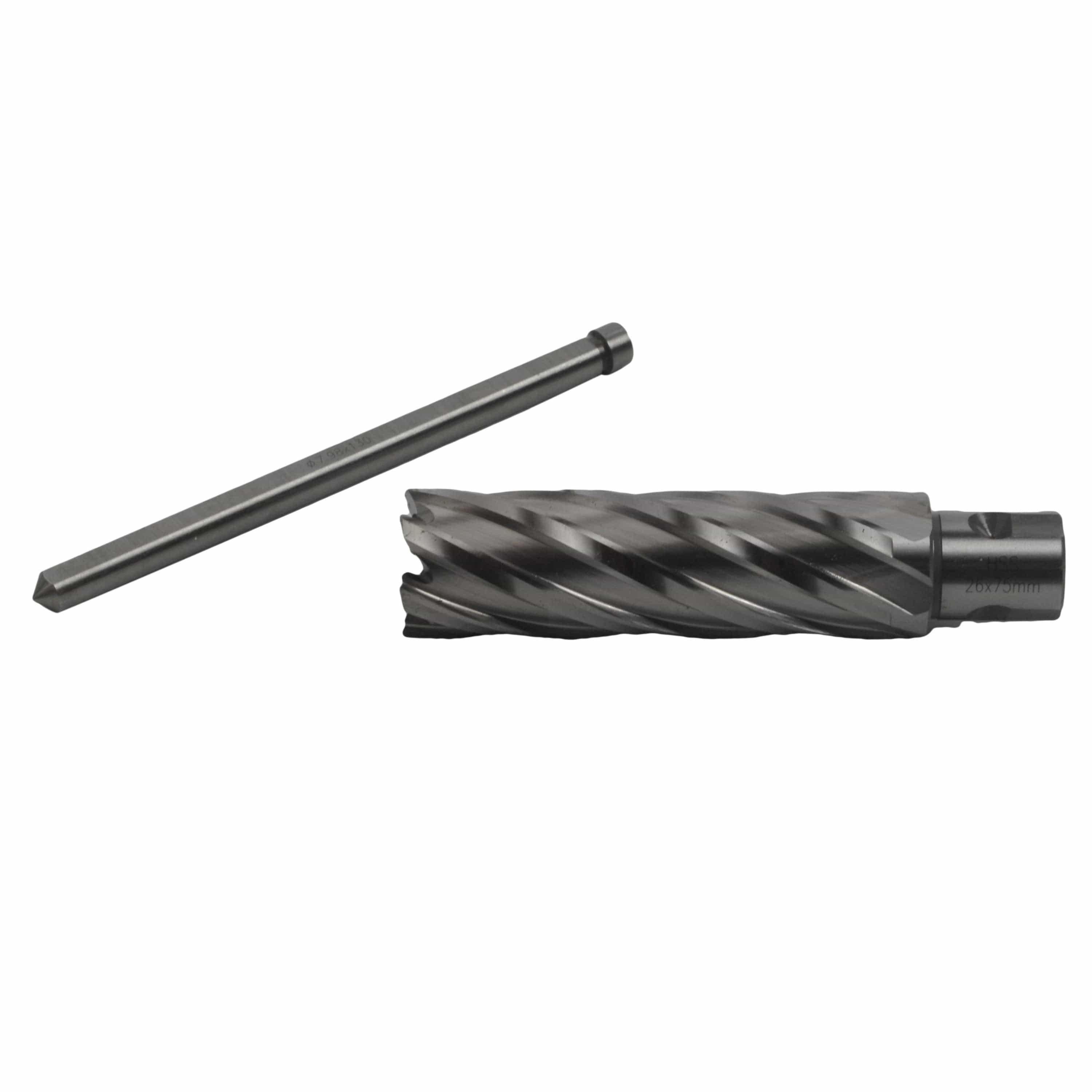 Twin Eagle Imports Annular Cutter 26 x 75mm D.O.C HSS Weldon Shank Annular Cutter with Pilot Pin