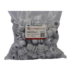 Twin Eagle Imports Cable Gland 10 Pack IP68 PG11 White Nylon Cable Gland 5-10mm Cable Range