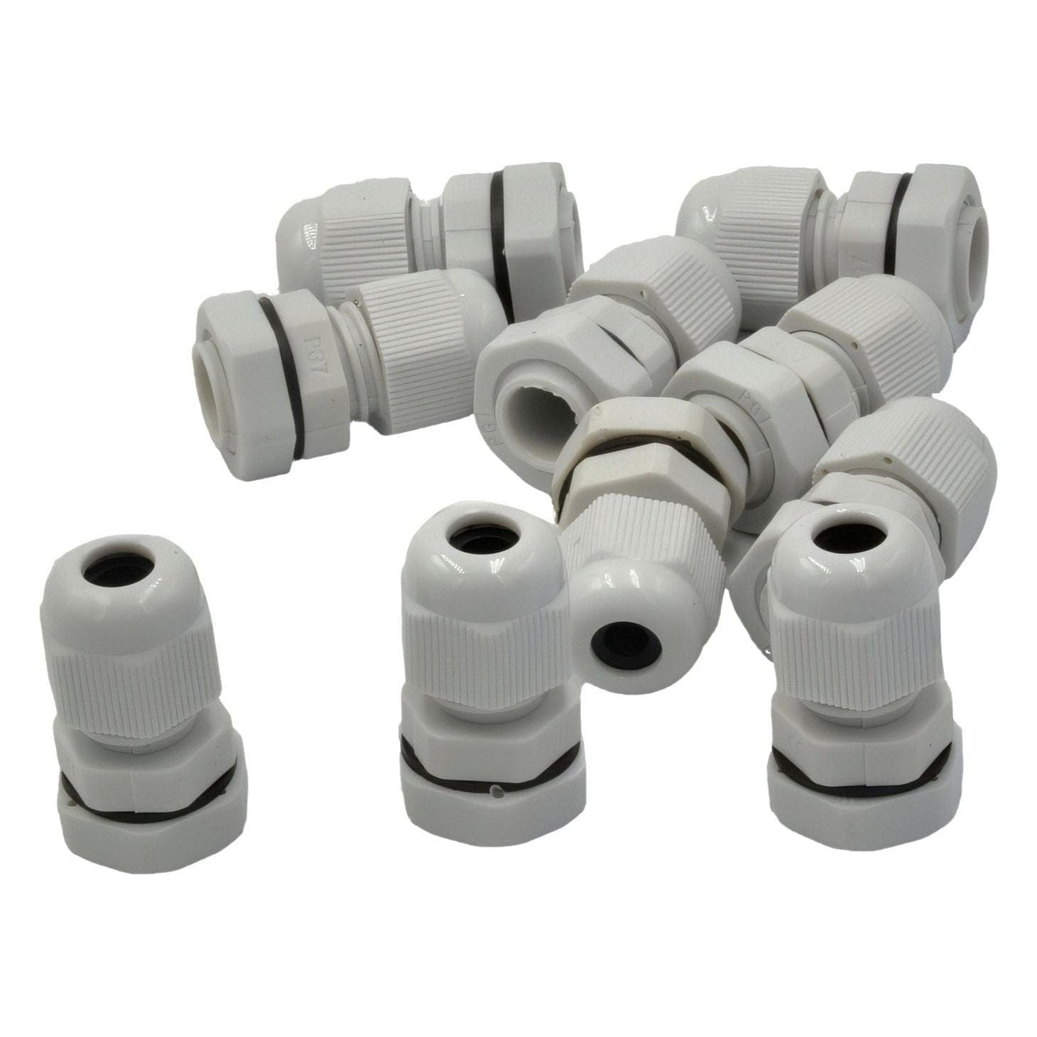 Twin Eagle Imports Cable Gland 10 Pack IP68 PG7 White Nylon Cable Gland 3-6.5mm Cable Range
