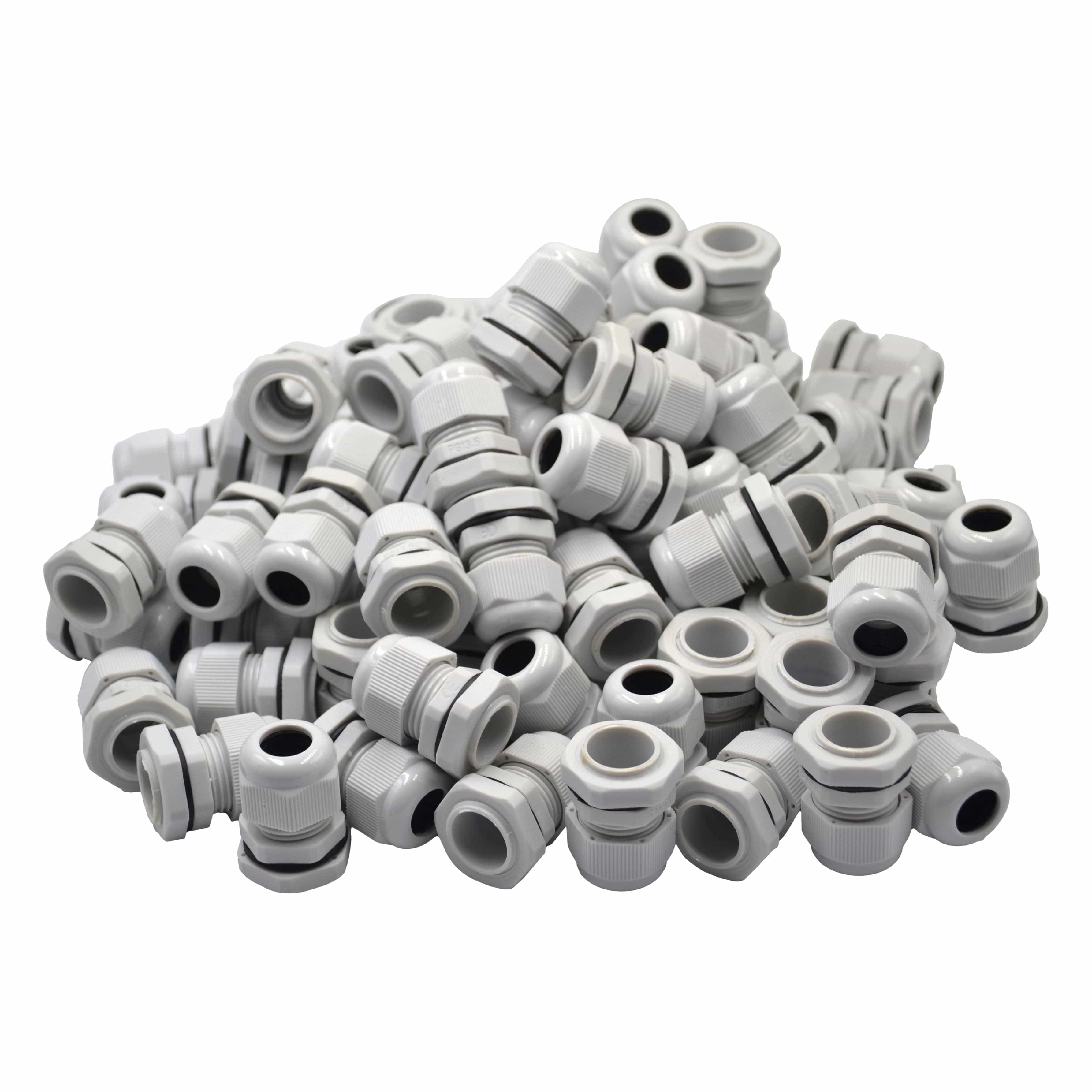 Twin Eagle Imports Cable Gland 100 Pack IP68 PG13.5 White Nylon Cable Gland 6-12mm Cable Range