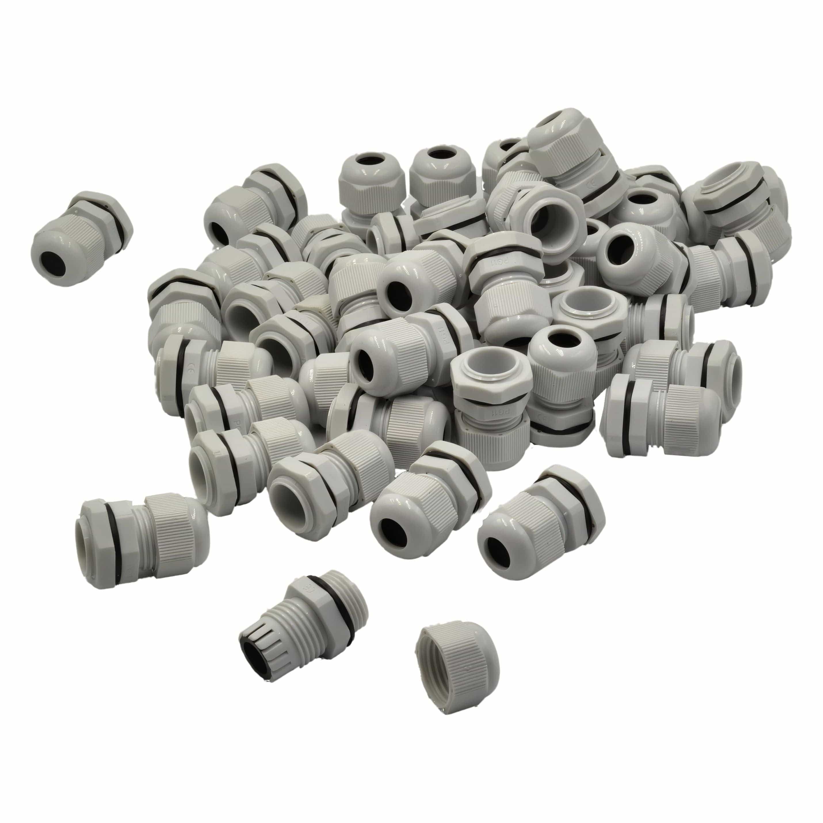Twin Eagle Imports Cable Gland 50 Pack IP68 PG11 White Nylon Cable Gland 5-10mm Cable Range