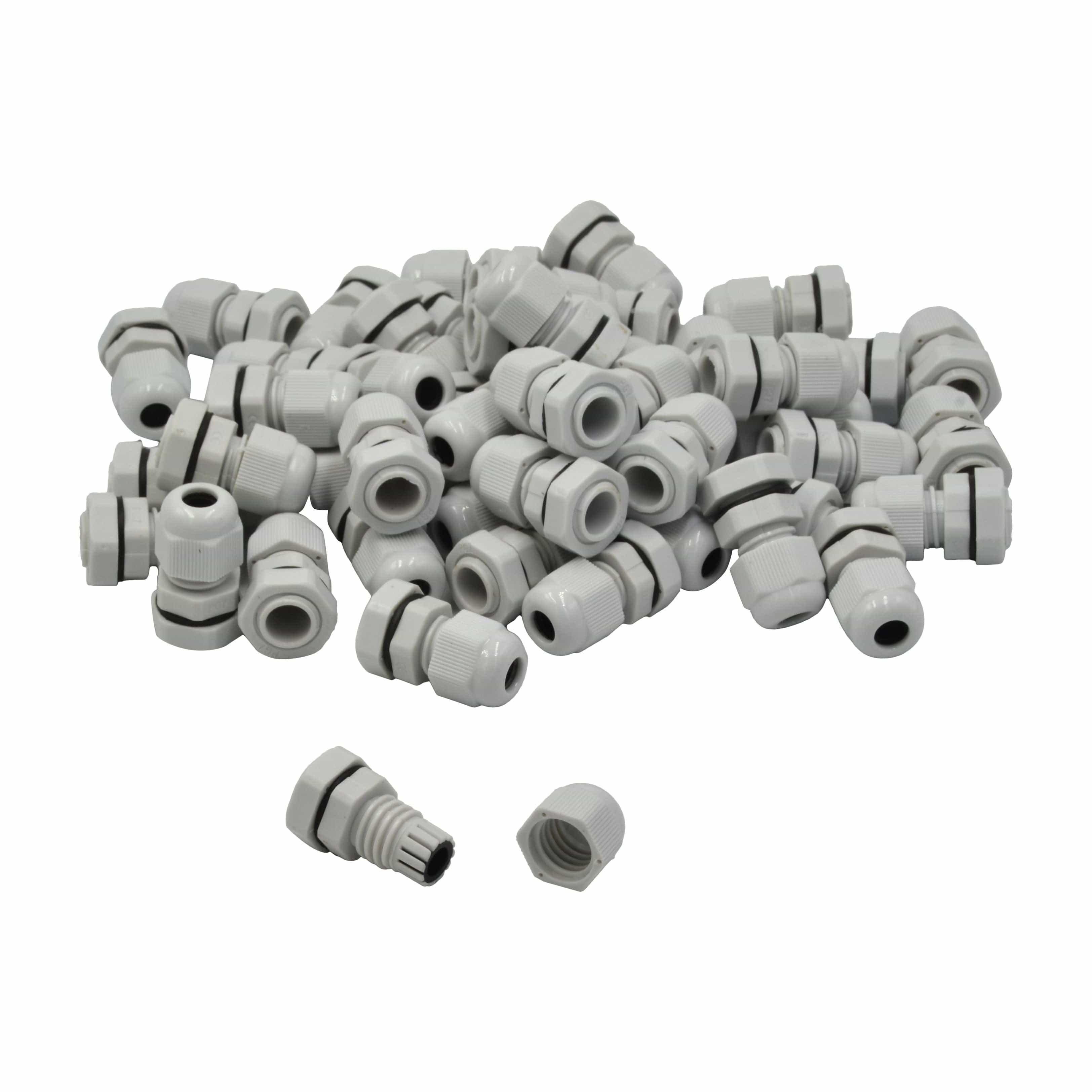 Twin Eagle Imports Cable Gland 50 Pack IP68 PG7 White Nylon Cable Gland 3-6.5mm Cable Range