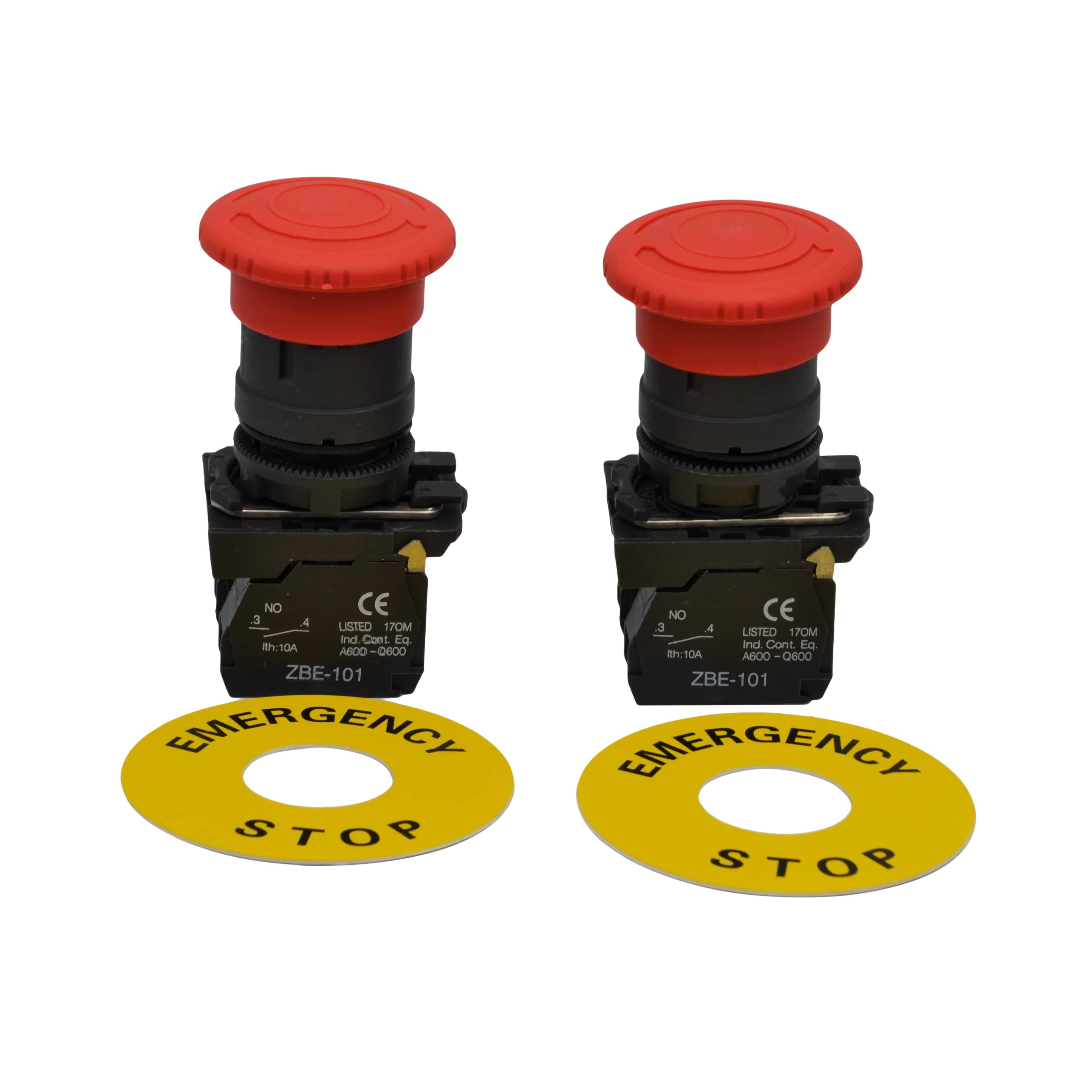 Twin Eagle Imports E Stops Mushroom head pushbutton turns to release NC NO Switch Electrical 12V 24V  TB5-AS545