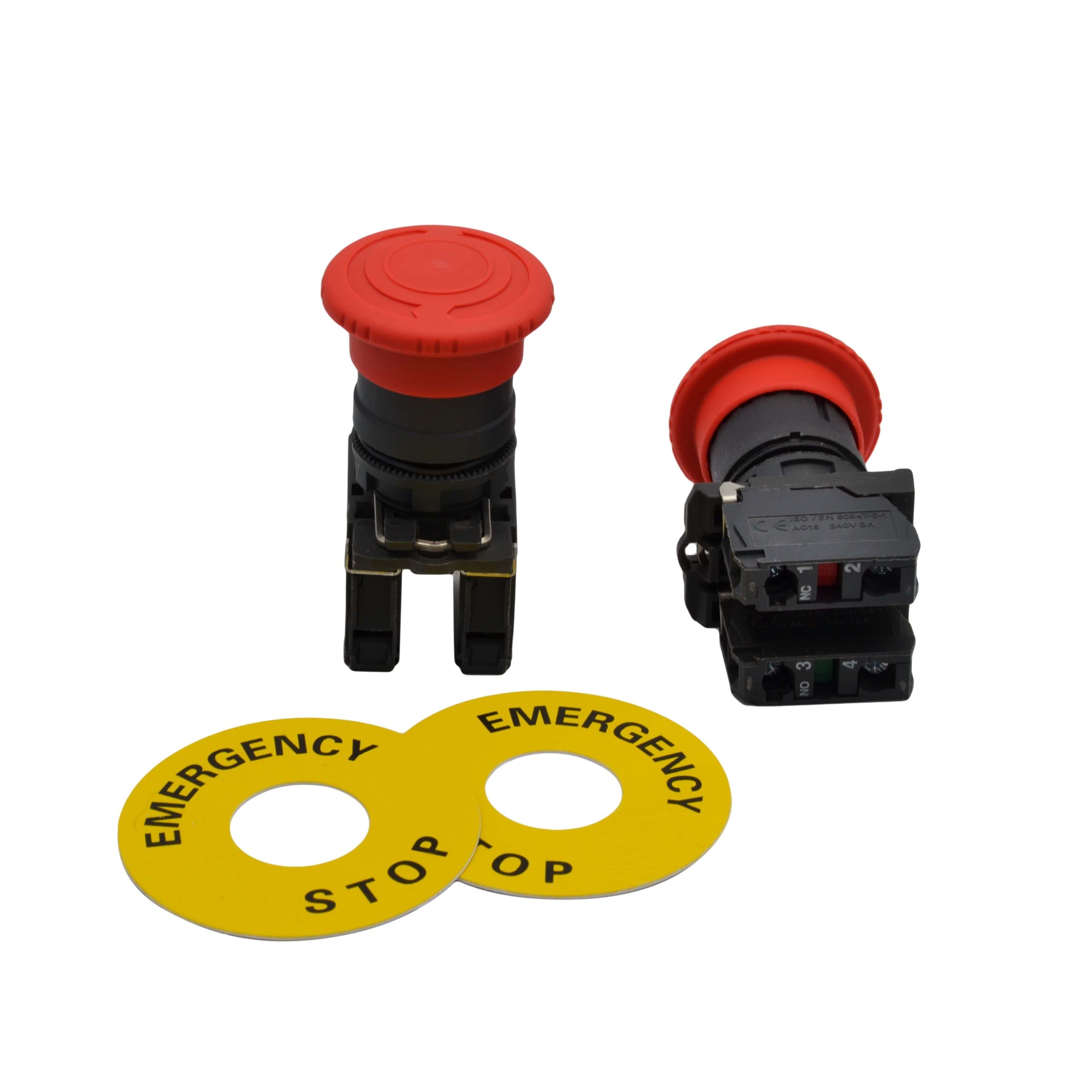 Twin Eagle Imports E Stops Mushroom head pushbutton turns to release NC NO Switch Electrical 12V 24V  TB5-AS545