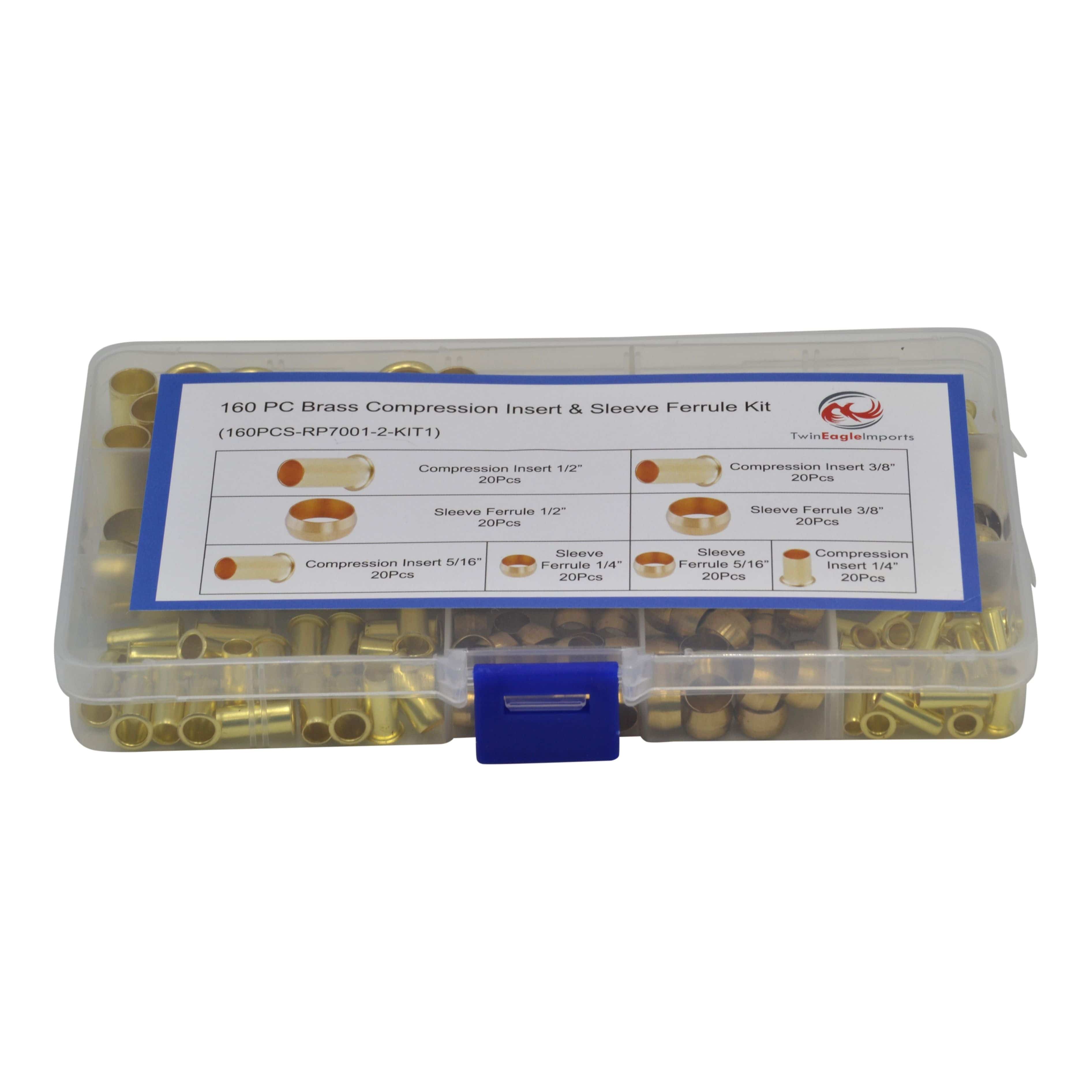 Twin Eagle Imports Grab Kits 160pc Brass Compression Insert & Sleeve Grab Kit Assortment