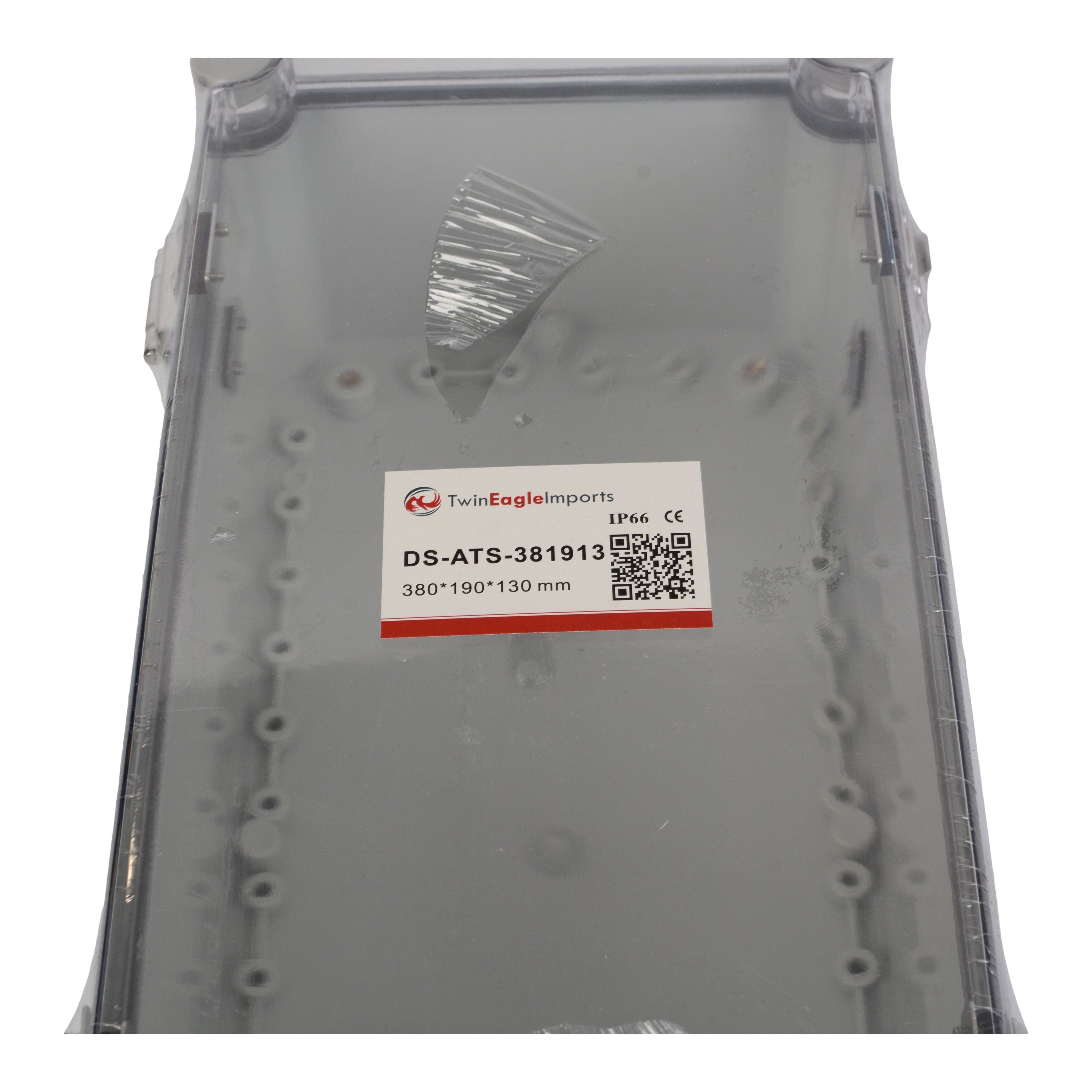 Twin Eagle Imports Junction Box ABS IP66 Clear Lid Hinge Junction Box 380 x 190 x 130mm