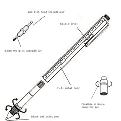Twin Eagle Imports Marking Full Metal Body 6-in-1 Multi-Function Tool White Engineers Pen