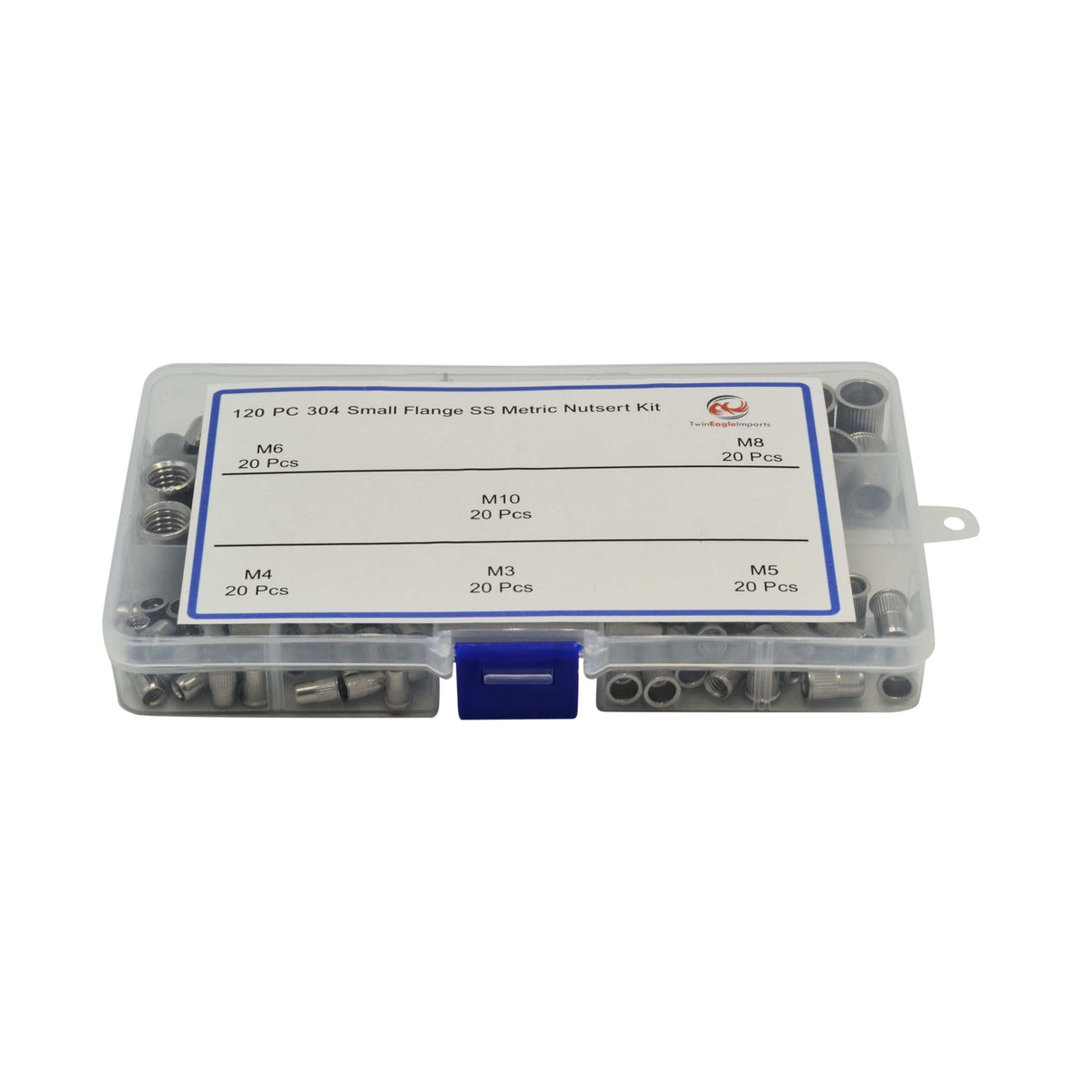 Twin Eagle Imports Nutserts 120pc Assorted Small Flange Stainless Steel Nutsert Grab Kit - M3 to M10