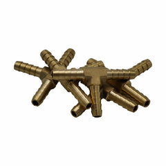 Twin Eagles Brass Connector 5pc 3/16" Three Way Brass Hose Barb Tee H6 Grab Kit
