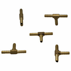 Twin Eagles Brass Connector 5pc 3/16" Three Way Brass Hose Barb Tee H6 Grab Kit