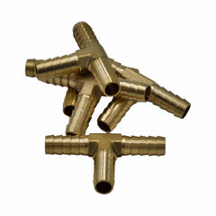 Twin Eagles Brass Connector 5pc 3/8" Three Way Brass Hose Barb Tee H12 Grab Kit