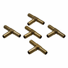Twin Eagles Brass Connector 5pc 3/8" Three Way Brass Hose Barb Tee H12 Grab Kit