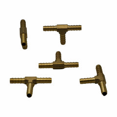 Twin Eagles Brass Connector 5pc 5/16" Three Way Brass Hose Barb Tee H5/16 Grab Kit