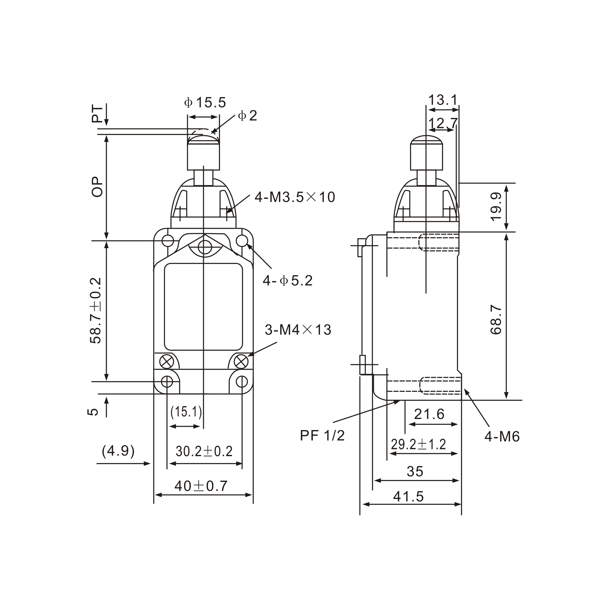 WLD3 Stainless Steel Button Plunger Limit Switch - Twin Eagle Imports