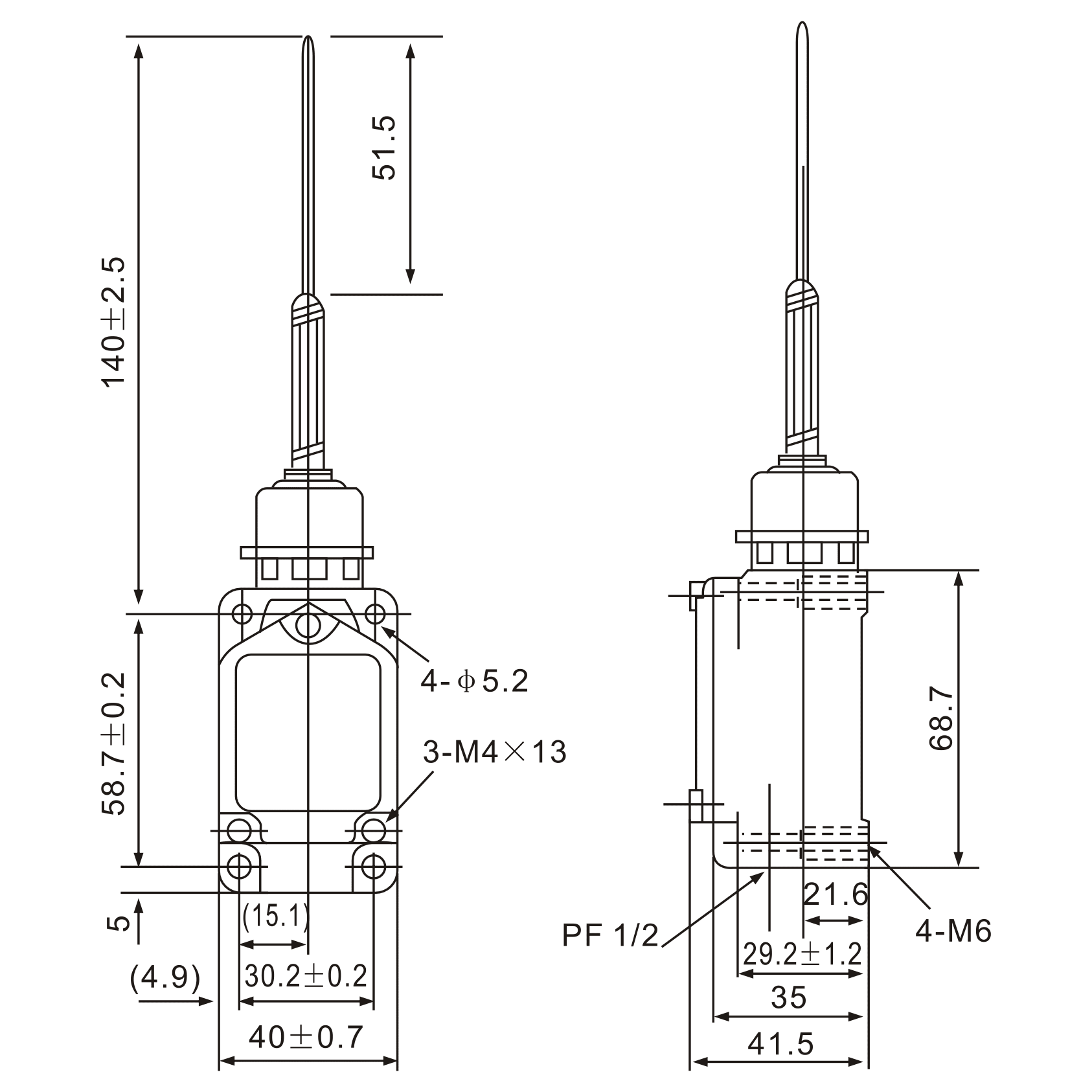 WLNJ-S2 Stainless Steel Cats Whisker Lever Limit Switch - Twin Eagle Imports