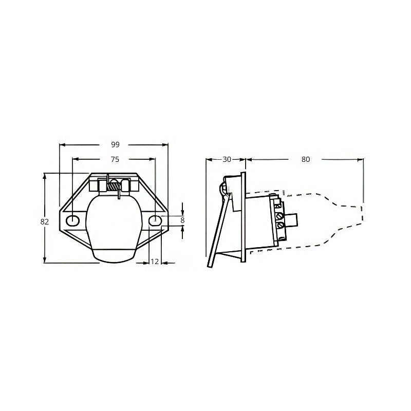 X2 Heavy-Duty 7-Pin Round Trailer Socket Die-Cast Zinc Protective Boot & Locking Tab - Twin Eagle Imports