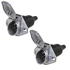 X2 Heavy-Duty 7-Pin Round Trailer Socket Die-Cast Zinc Protective Boot & Locking Tab - Twin Eagle Imports