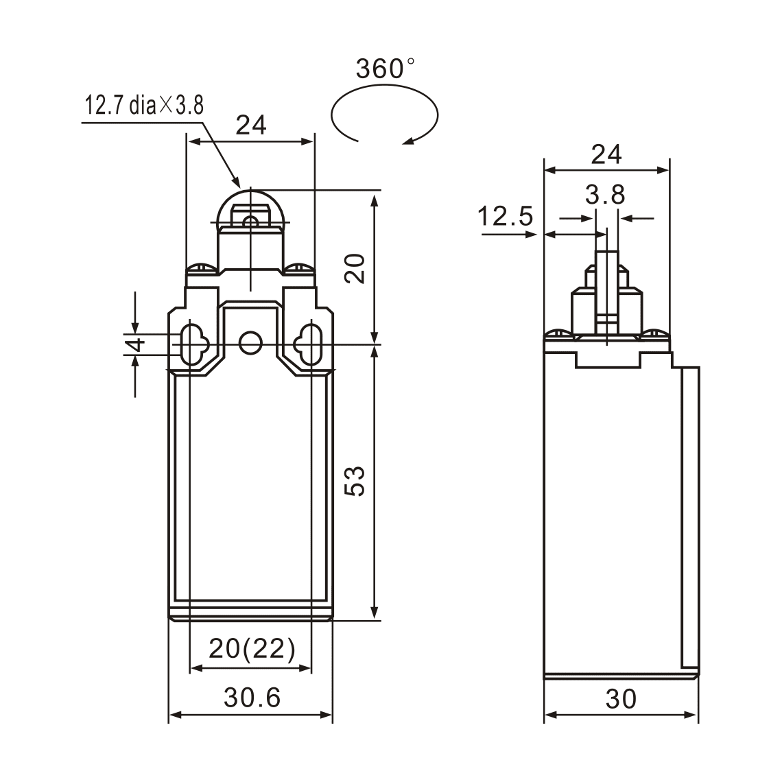 XCK-103 Top-Roller Plunger Actuator Limit Switch - Twin Eagle Imports