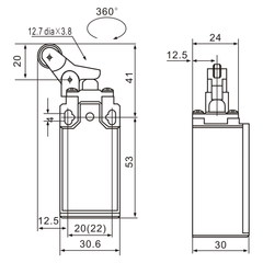 XCK-127 One-Way Parallel Top-Roller Plunger Limit Switch - Twin Eagle Imports