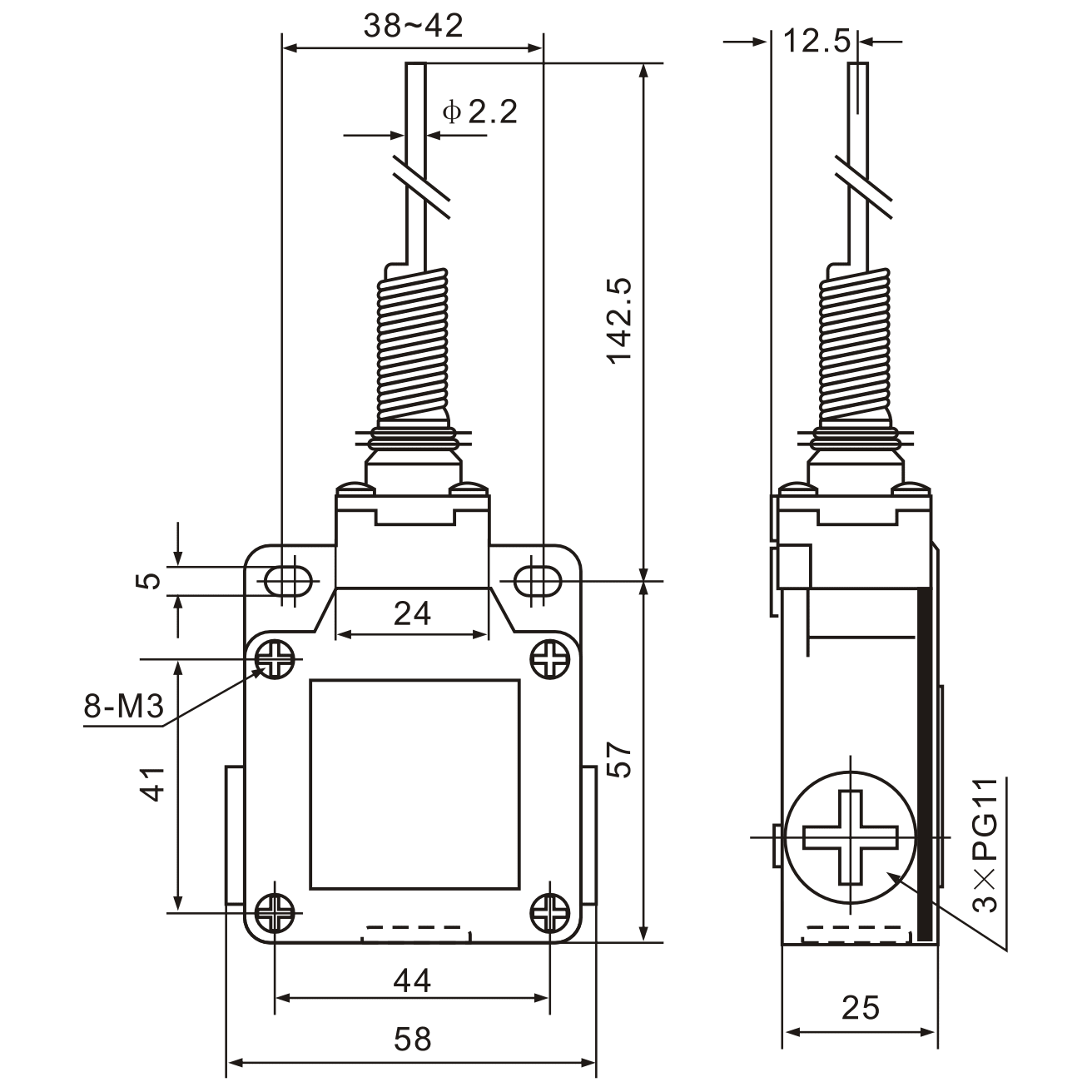 XCK-M106 Cats Whisker Snap Action Limit Switch - Twin Eagle Imports