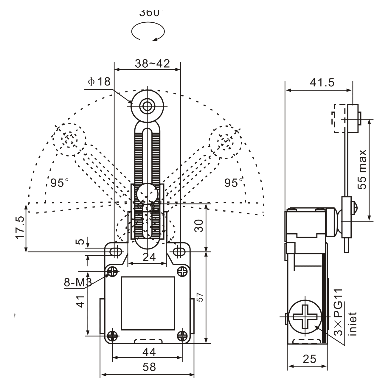 XCK-M141 Adjustable Arm with Roller Limit Switch - Twin Eagle Imports