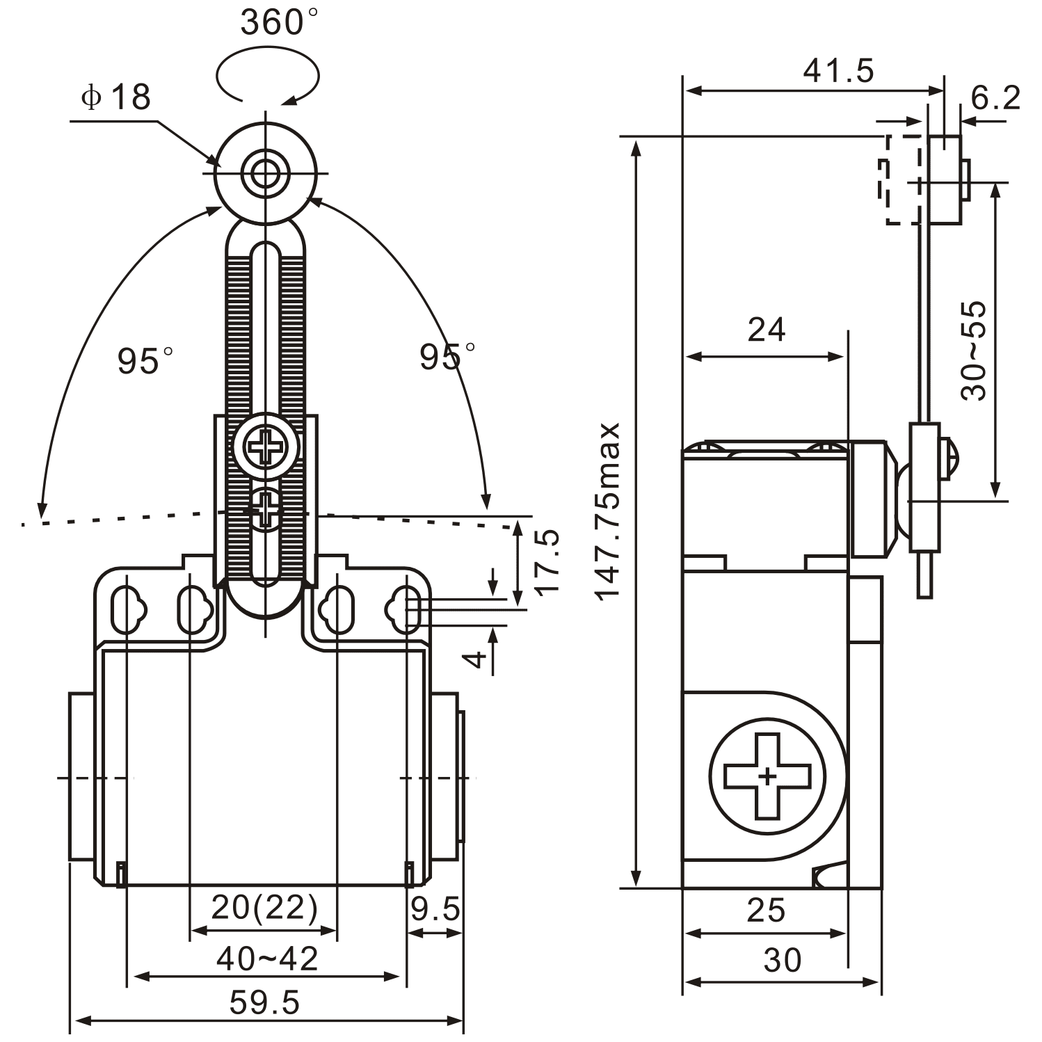 XCK-T145 Adjustable Roller Plunger with Metal & Nylon Roller Limit Switch - Twin Eagle Imports