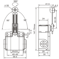 XCK-T145 Adjustable Roller Plunger with Metal & Nylon Roller Limit Switch - Twin Eagle Imports