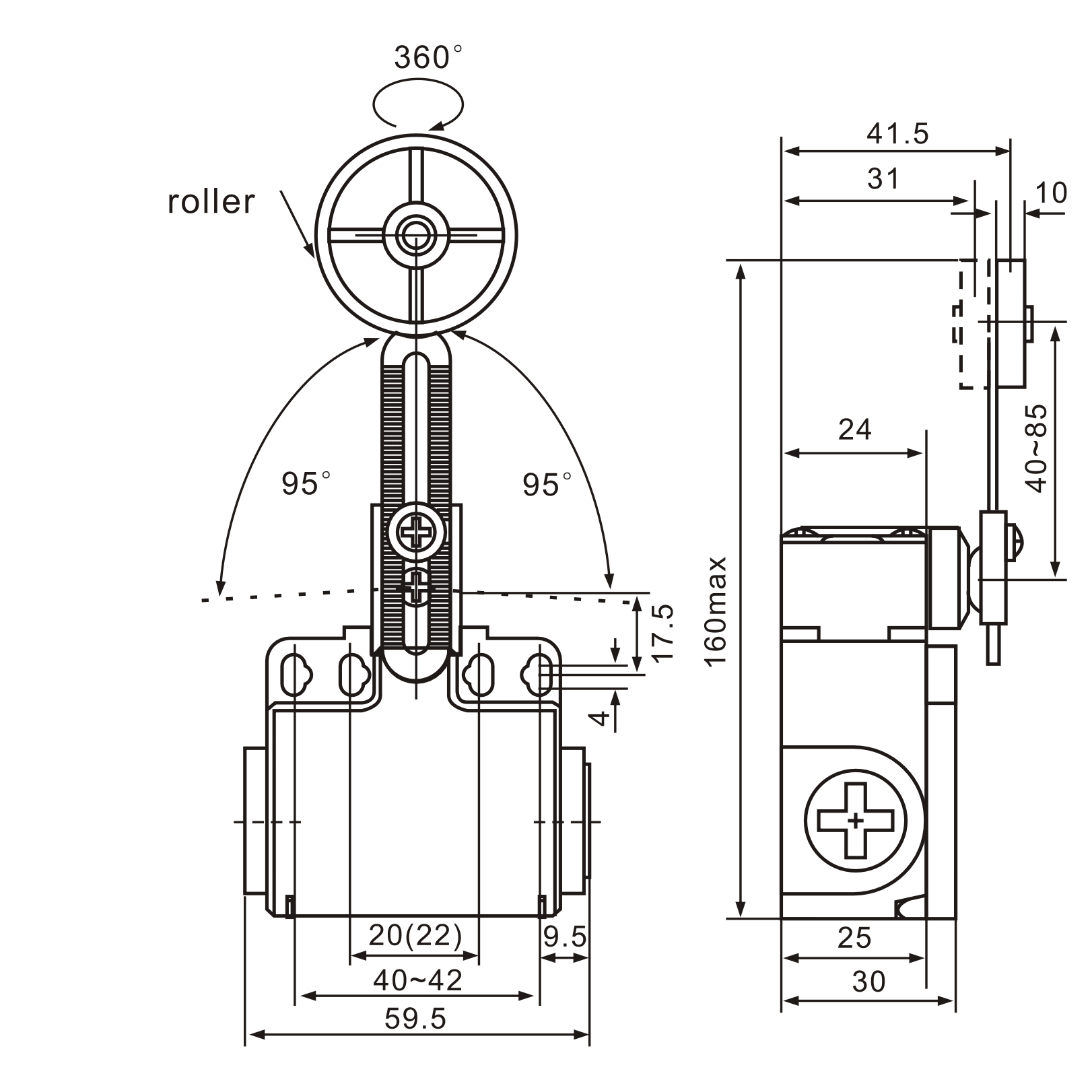 XCK-T149 Elastomer Roller Lever 50 mm Limit Switch - Twin Eagle Imports