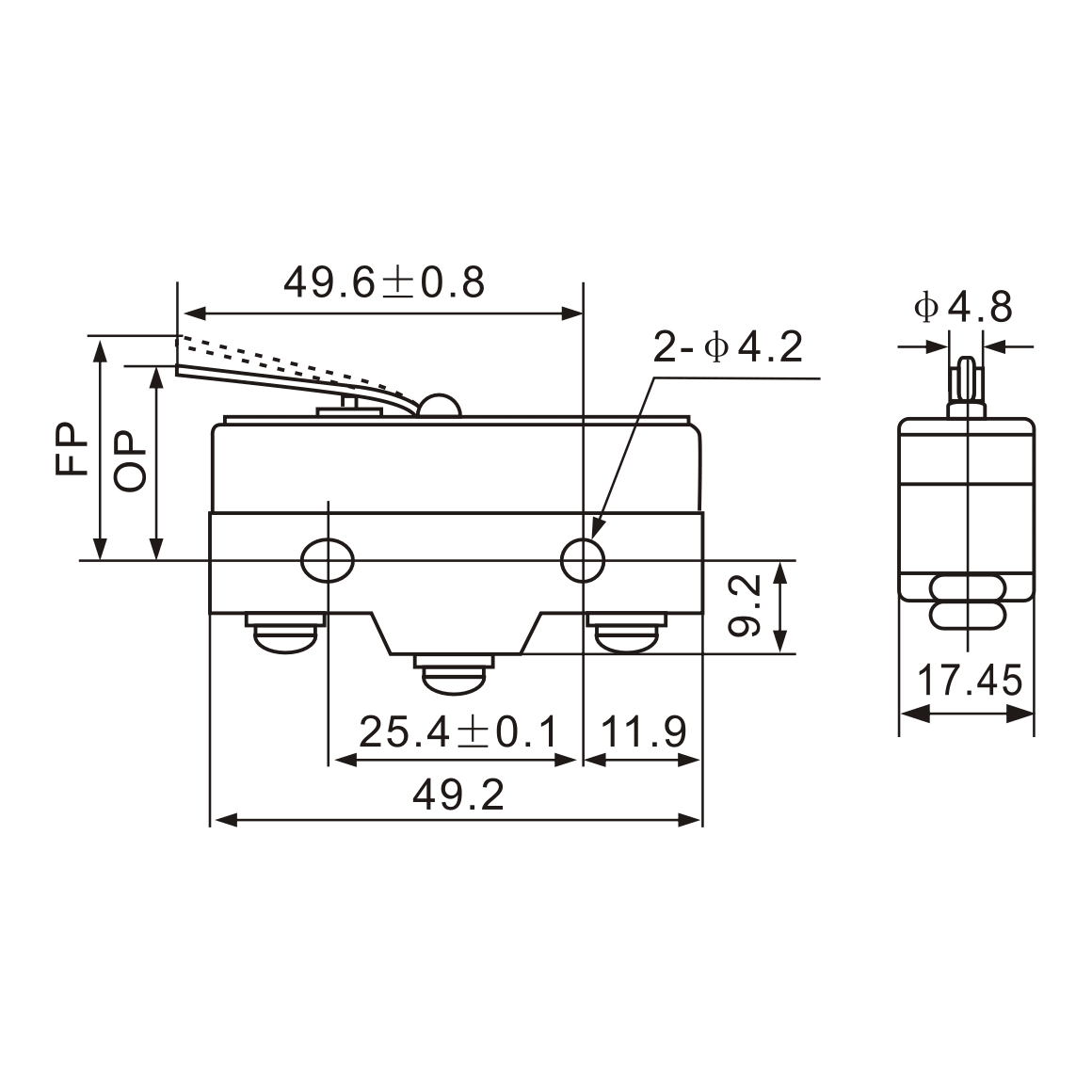 Z-15GL-B Roller Leaf Spring, Micro Limit Switch - Twin Eagle Imports