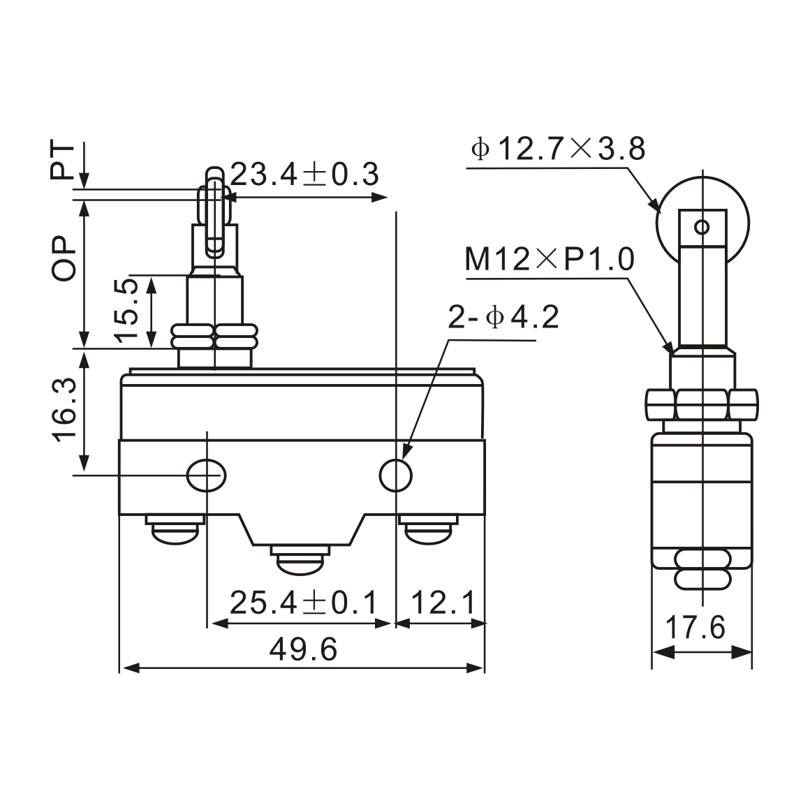 Z-15GQ21-B Panel-Mount Cross Roller Plunger Micro Limit Switch - Twin Eagle Imports