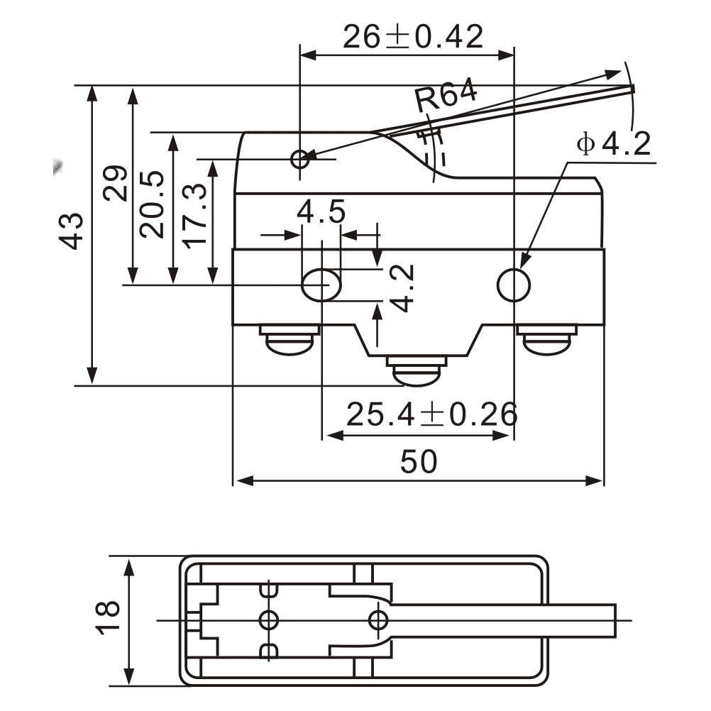 Z-15GW-B Universal Hinge-Actuated Screw Terminals Limit Switch - Twin Eagle Imports
