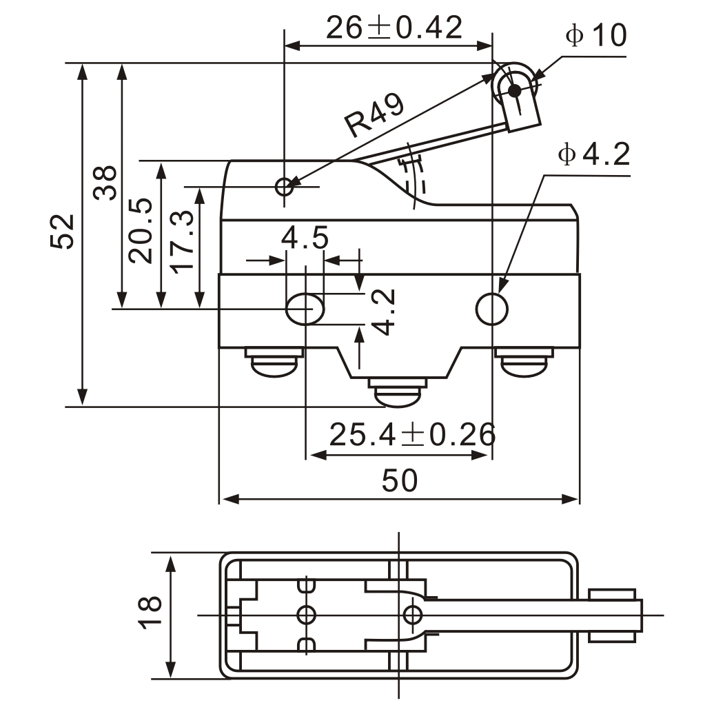 Z-15GW2-B Multi-Purpose Screw Terminal Actuator Micro Limit Switch - Twin Eagle Imports
