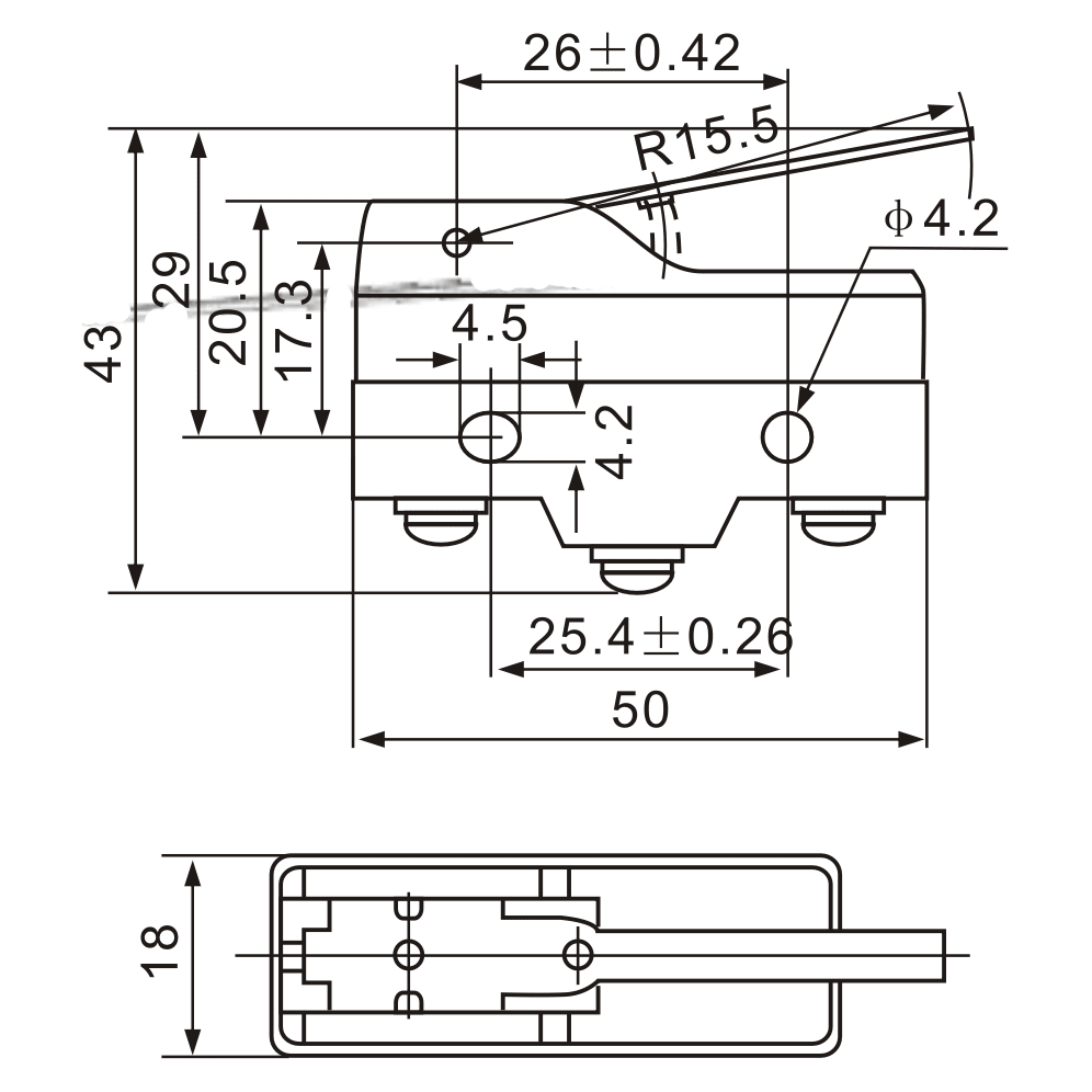 Z-15HW78-B Hinge Lever Toggle with Screw Terminals Limit Switch - Twin Eagle Imports