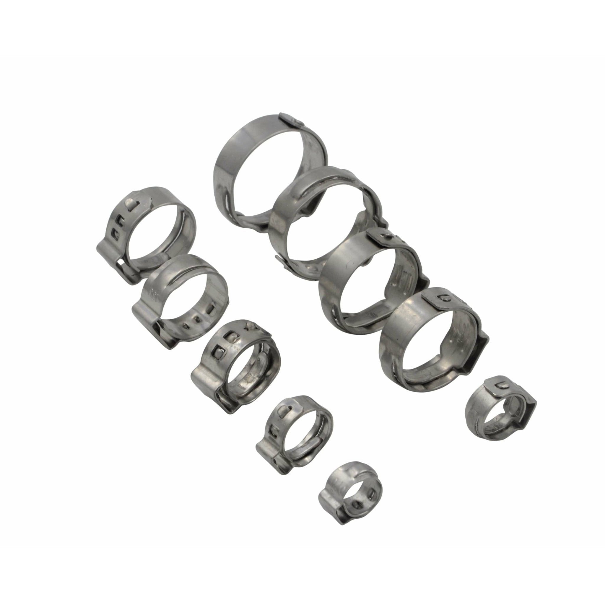 100 Piece 304 Stainless Steel 9.6-11.3mm Ear Hose Clamp - Twin Eagle Imports