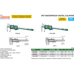 Insize IP67 Digital Caliper Range Series 1126-150