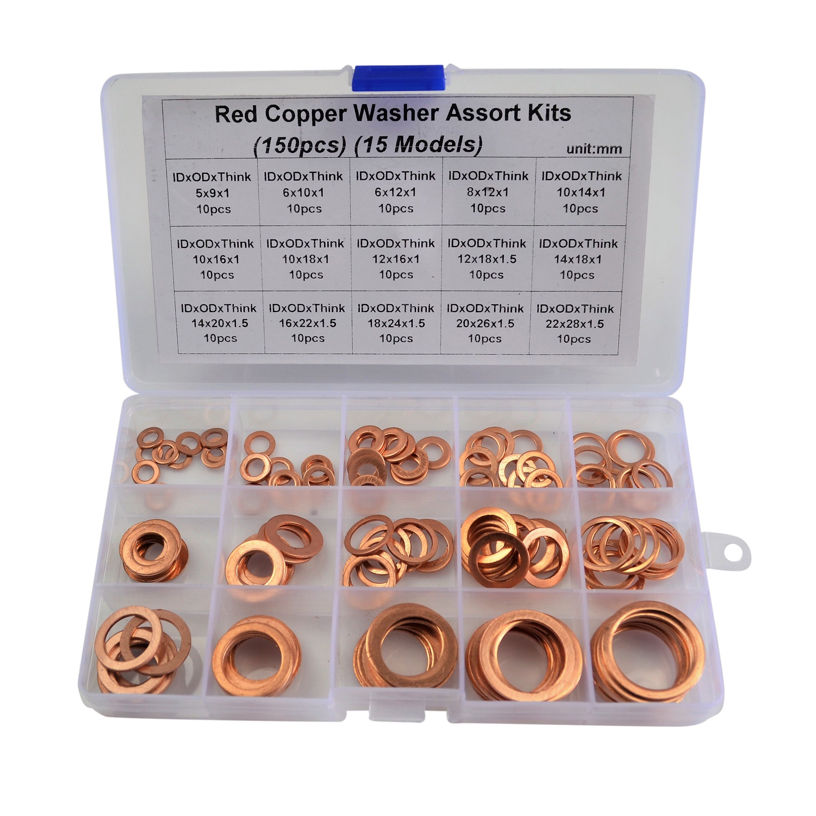 red copper washer kit grab set 150pc 15 sizes solid copper sump plug assorted fastners parts water plumbing