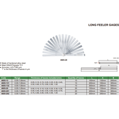 200 mm Long Insize Feeler Gauge Range 0.05-1mm Series 4605-131 - Twin Eagle Imports