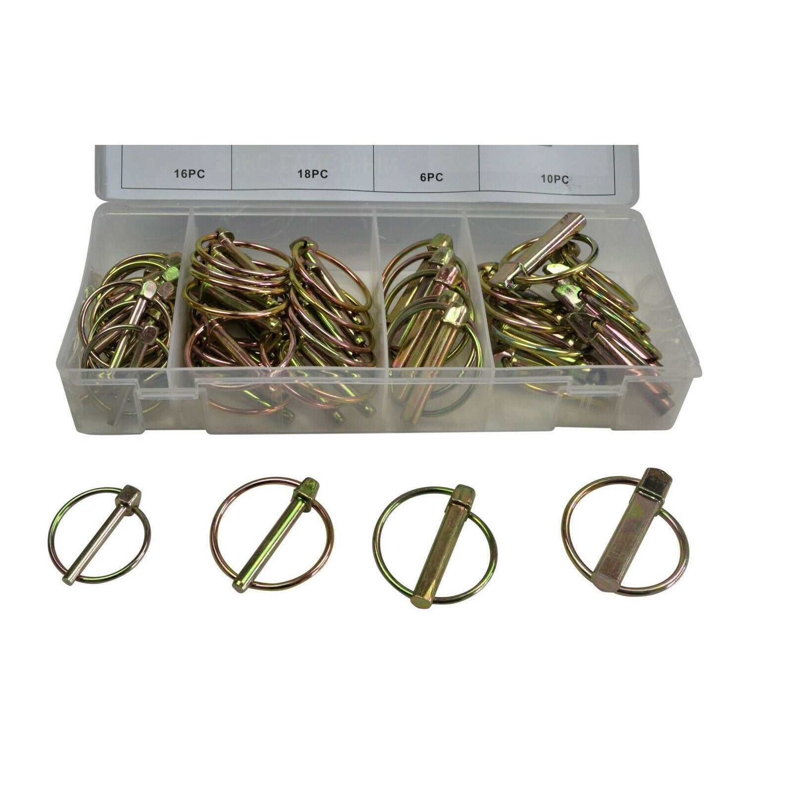 50 Pc Lynch Pin clip assortment grab kit 4.5 up to 11 mm with snap ring lock