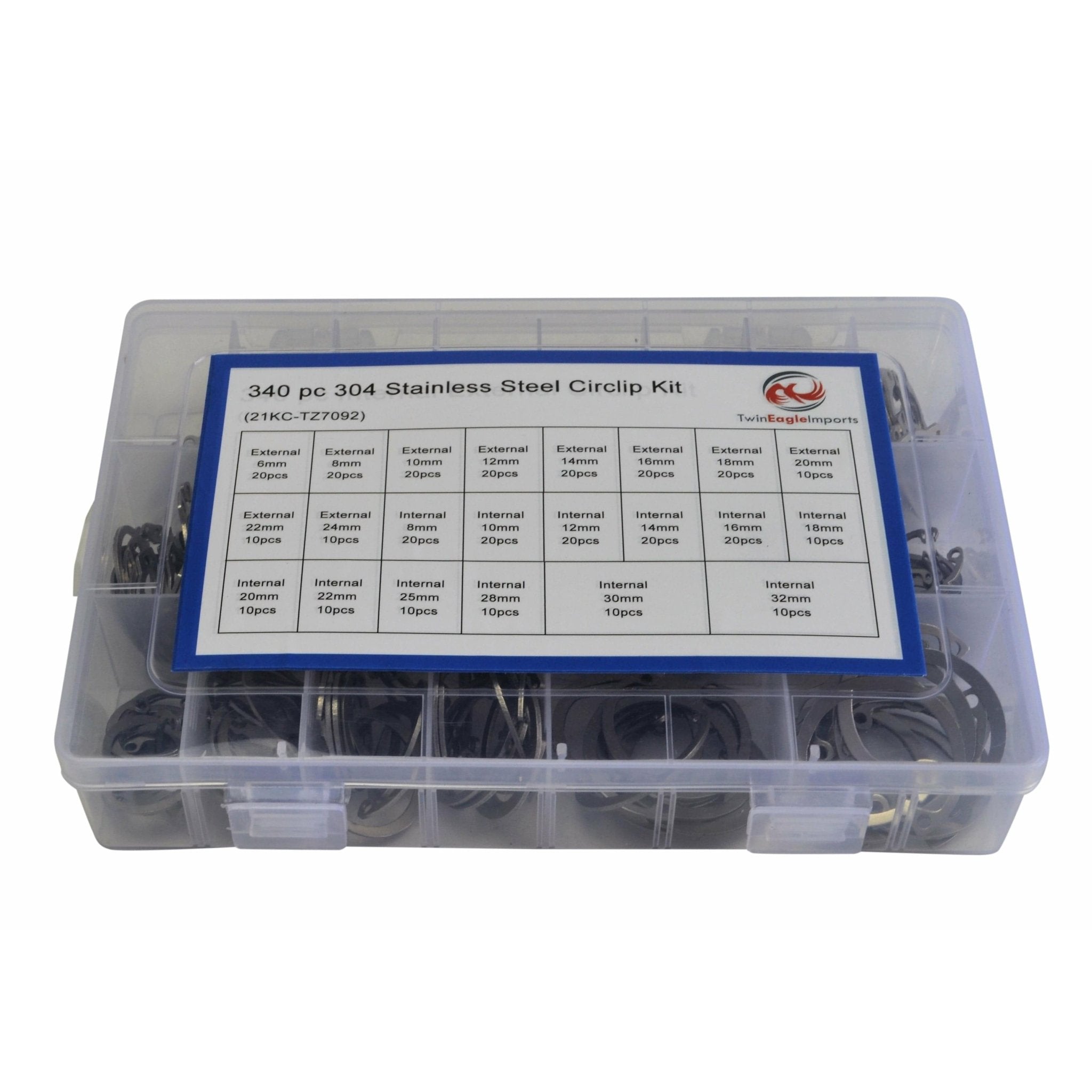 340pc 304 Stainless Steel Circlip Kit - Twin Eagle Imports