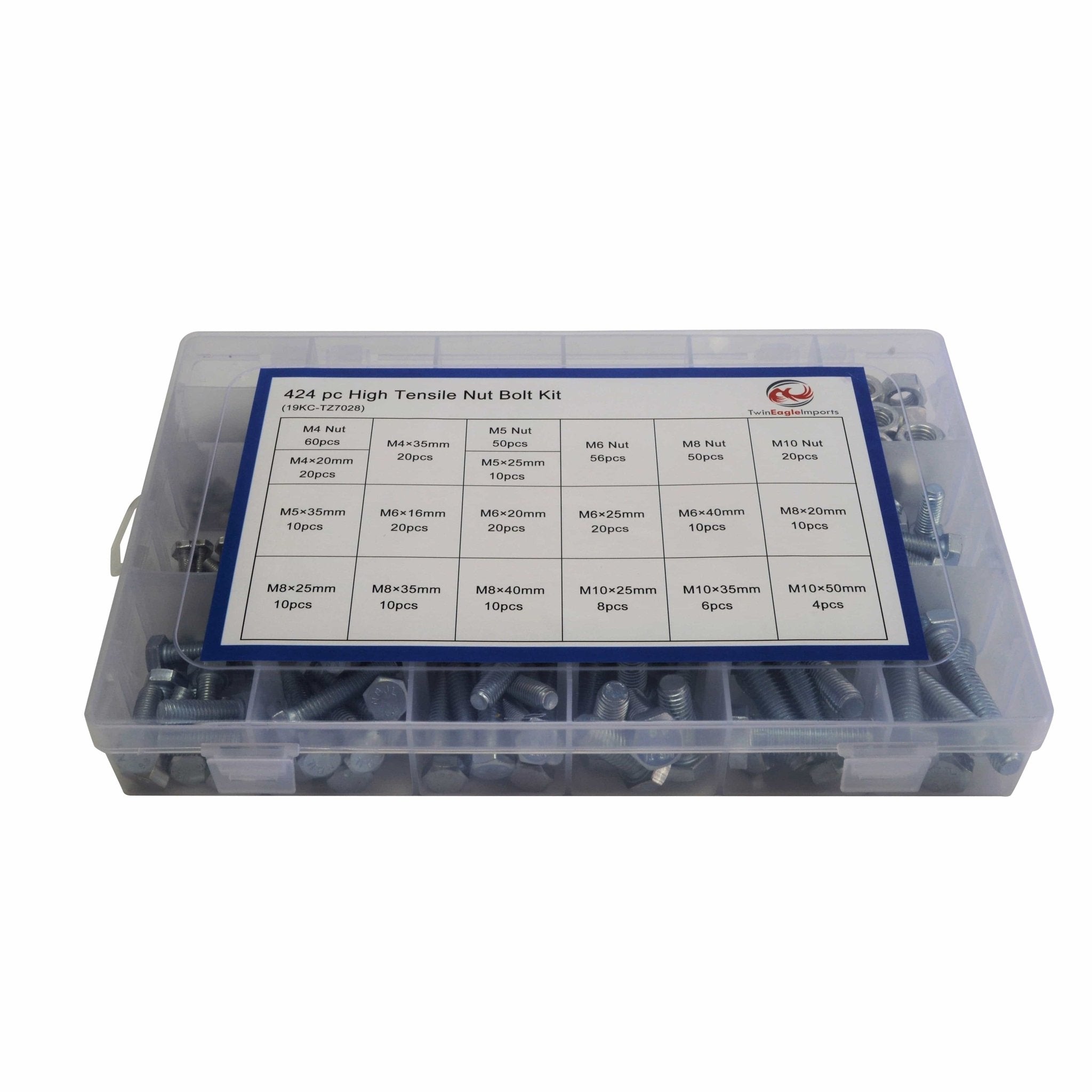 424pc High Tensile Metric Nut and Bolt Grab Kit - Twin Eagle Imports
